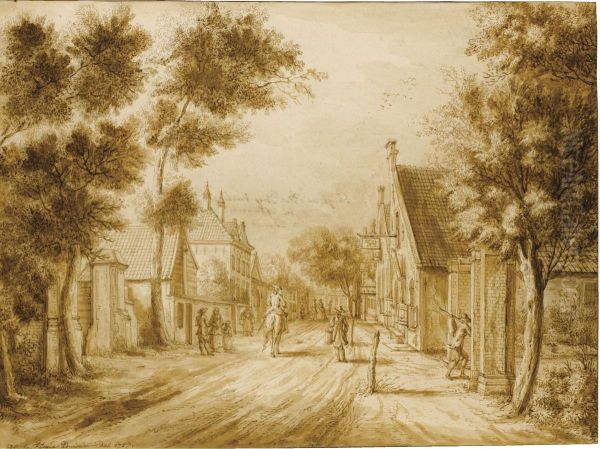 View Of The Herenstraat, Voorburg, Seen From Oosteinde Oil Painting by Paulus Constantin La Fargue