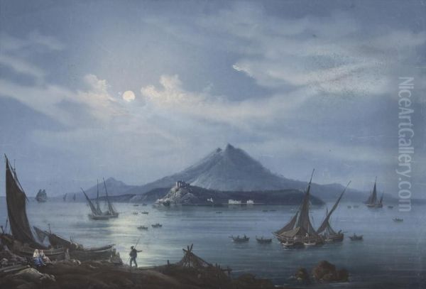 Procida E Ischia Oil Painting by Gioacchino La Pira