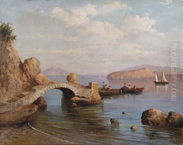 Nel Golfo Di Napoli Oil Painting by Alessandro la Volpe