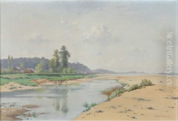 Bord De Loire A Chaumont Oil Painting by Edme Emile Laborne