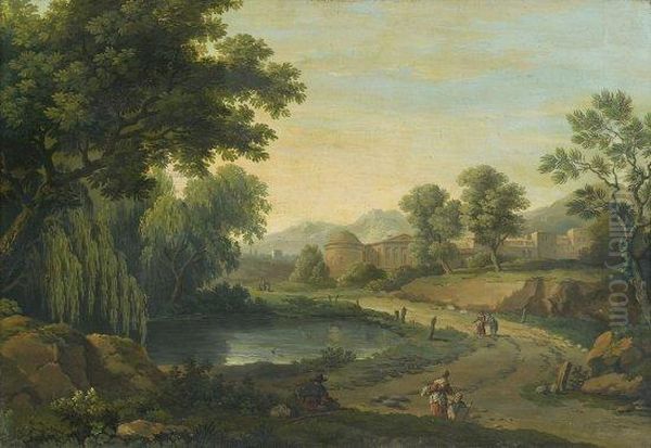 Deux Paysages Classiques Oil Painting by Carlo Labruzzi