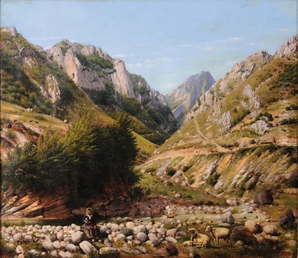 Paesaggio D'abruzzo Con Pecore Epastorella Oil Painting by Valerio Laccetti