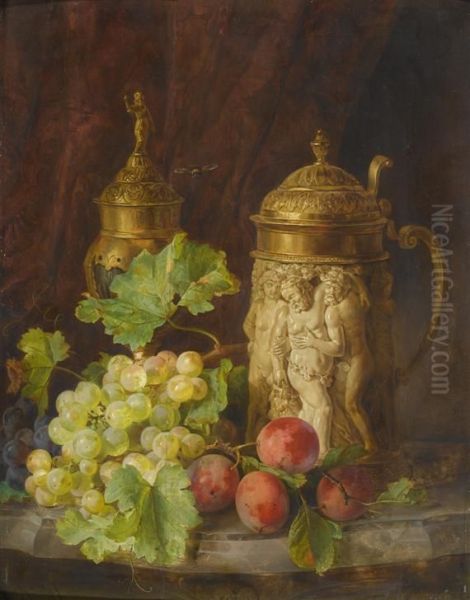 Still Life With Fruits And Grand Chalices Oil Painting by Andreas Lach