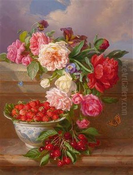 Stillleben Mit Rosen Oil Painting by Andreas Lach