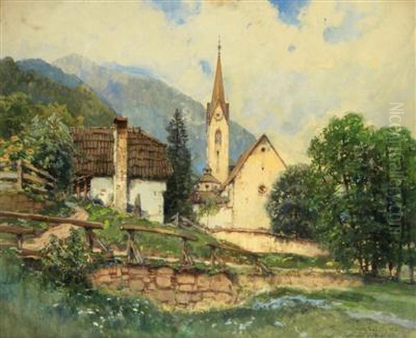 On The Edge Of A Village Oil Painting by Fritz Lach