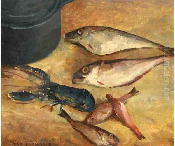 Nature Morte Aux Poissons Et Au Homard Oil Painting by Jean Lachaud