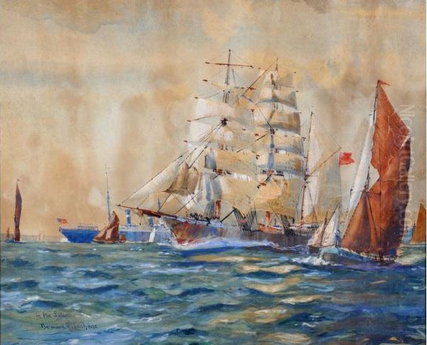 Dans Le Solent Oil Painting by Bernard Lachevre