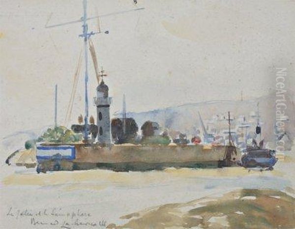 La Jetee Et Le Semaphore A Honfleur Oil Painting by Bernard Lachevre