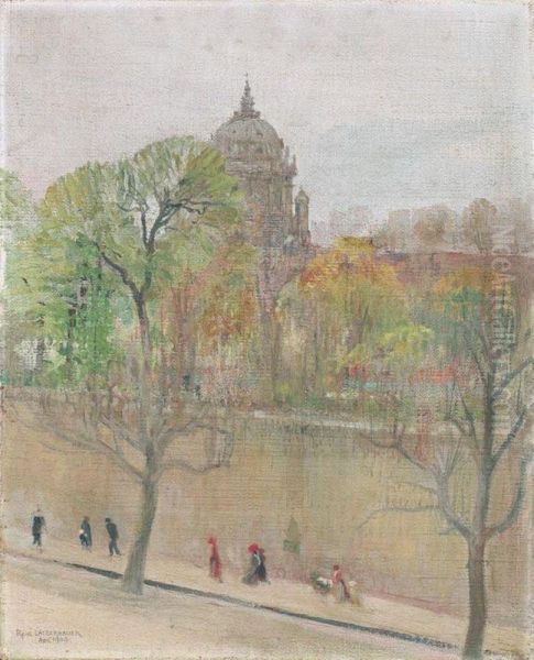 Am Quai (paris) Oil Painting by Rene Lackerbauer