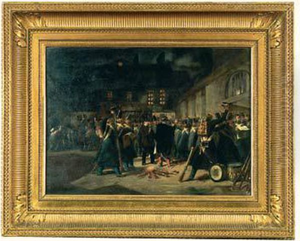 Coup D'etat Du Prince Napoleon Le 2 Decembre 1852, Le Ralliement De La Troupe Oil Painting by Pierre Eugene Lacoste