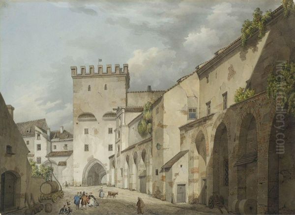 Munchen - Blick Auf Das Kosttor Oil Painting by Jean-Jacques Lacoste-Rigail