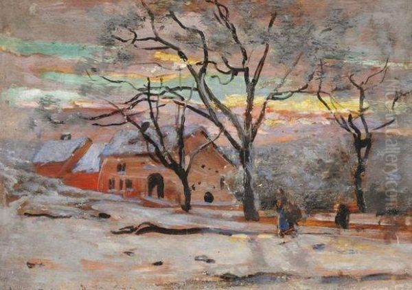 Hiver En Bourgogne Oil Painting by Charles Lacour