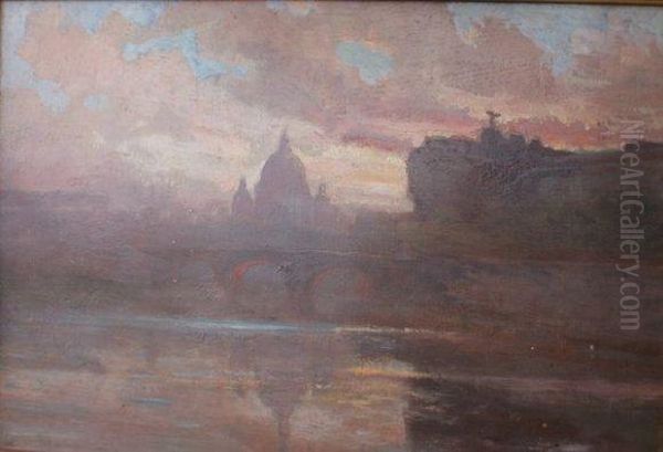 Couchant Sur Saint Pierre De Rome Oil Painting by Charles Lacour