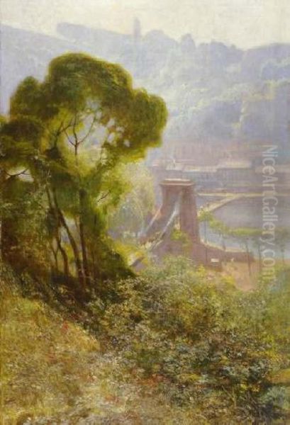 Passerelle Sur L'ile Barbe Oil Painting by Charles Lacour