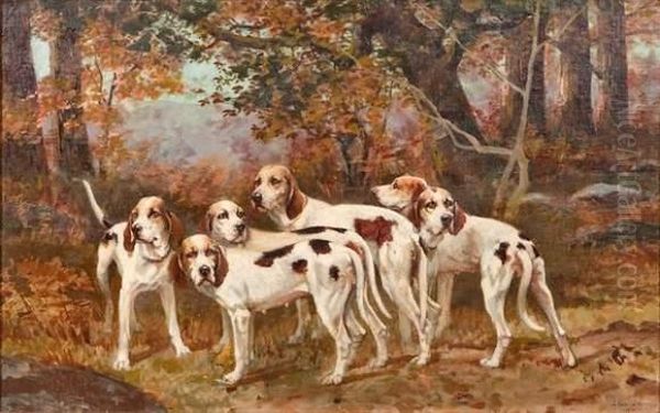 Chiens De Meute Oil Painting by Tristan L. Jules Lacroix