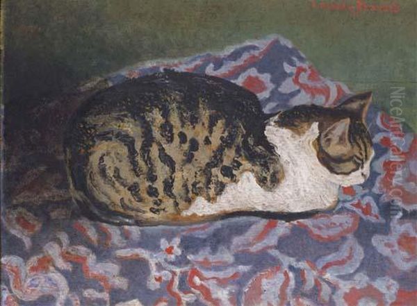 Chat Oil Painting by Pierre-Gabriel Lacroix-Bravard