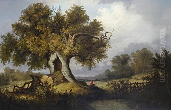 A Rustic Idyll Oil Painting by John Berney Ladbrooke