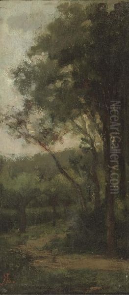 A Woodland Track Oil Painting by Robert Ladbrooke