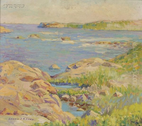 Costal View With Rocky Shoreline Oil Painting by Laura D. Stroud Ladd