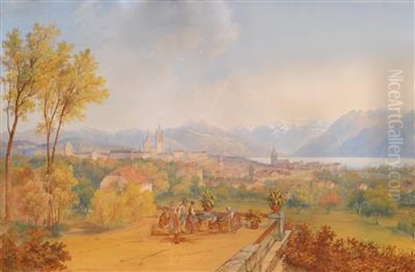 Schweizer Landschaft Oil Painting by Carl Martin, Karl Laeisz