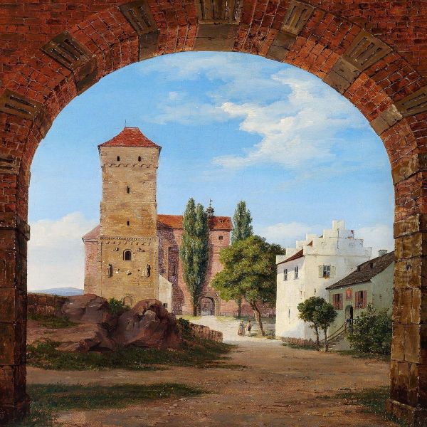 View Through A City Gate, Presumably From Prague Oil Painting by Thorald Laessoe