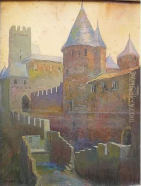 Les Remparts De Carcassonne Oil Painting by Octave Lafay