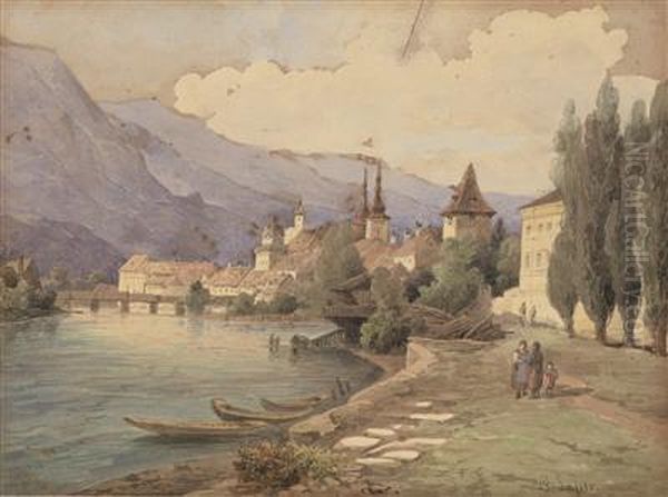 Motiv Aus Dem Salzkammergut Oil Painting by Carl Lafite