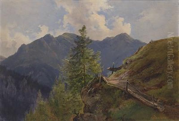 Carinthian Scene Oil Painting by Carl Lafite