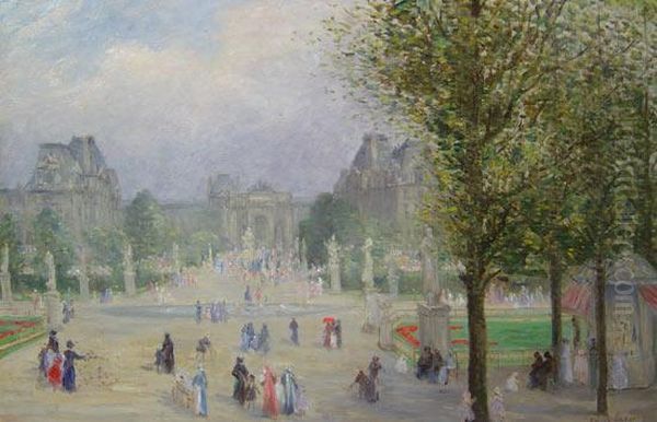 Le Jardin Des Tuileries Oil Painting by Emile Rene Lafont