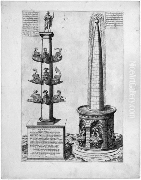 Columna Rostrata Und Meta Sudans Oil Painting by Antonio Lafreri