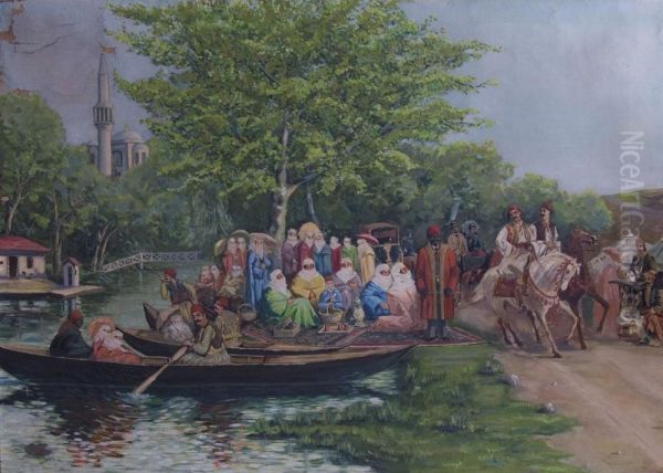 Kagithane River Oil Painting by Mehmet Ali Laga