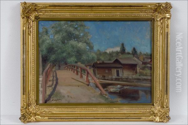 Vanha Silta - Gammal Bro. Oil Painting by Berndt Lagerstam