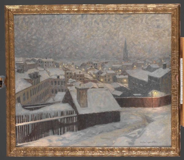 Skymning, Motiv Fran Kungsholmen Oil Painting by Victor Lagerstrom