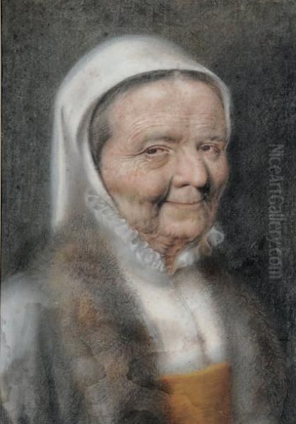 Portrait De Femme Agee Oil Painting by Nicolas Lagneau