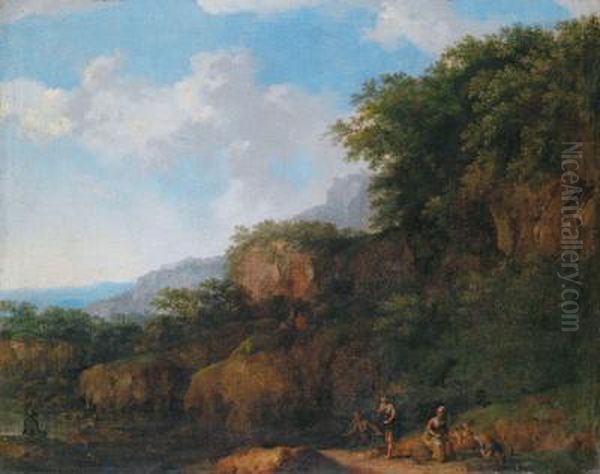 Paesaggio Fluviale Boschivo Oil Painting by Johan Lagoor