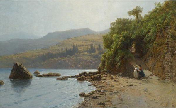 By The Sea, Crimea Oil Painting by Lef Feliksovich Lagorio