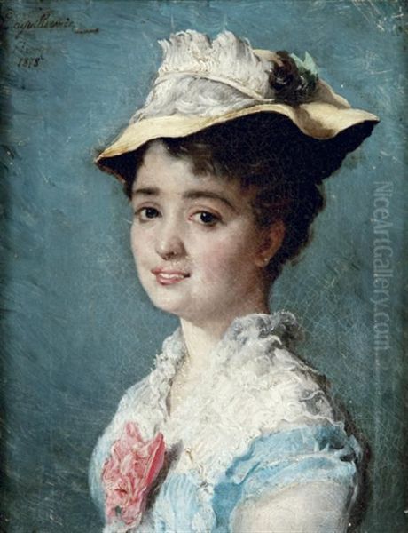 Jeune Femme Au Chapeau Oil Painting by Laguillermie, Frederic Auguste