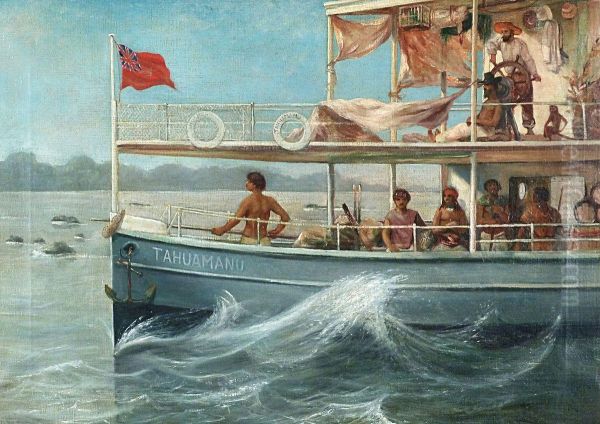 Sur Le Vapeur Tahuamanu En Amazonie Oil Painting by Raphael Lagye