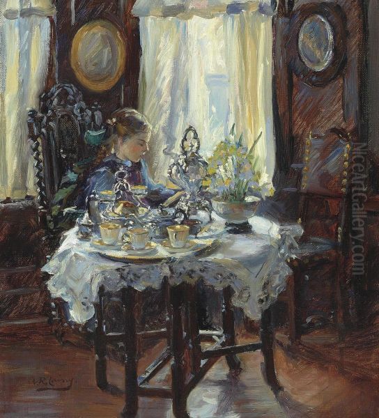 At The Breakfast Table Oil Painting by Annie Rose Laing