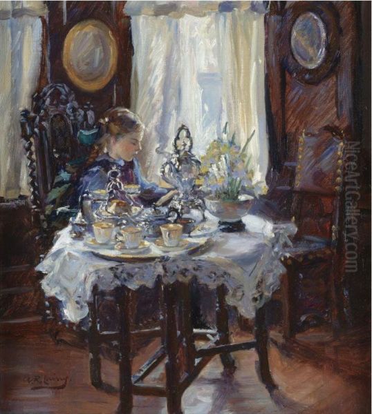 At The Breakfast Table Oil Painting by Annie Rose Laing