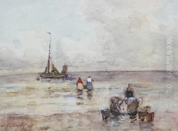 Sorting Fish Oil Painting by James Garden Laing