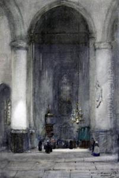 Interior Of The Cathedral At Haarlem Oil Painting by James Garden Laing