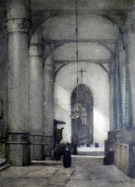 Church Interior Oil Painting by James Garden Laing