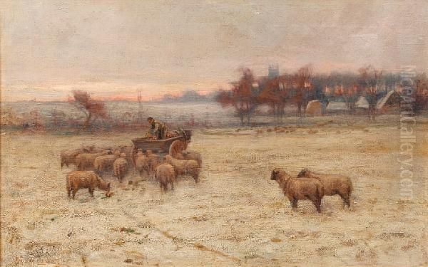 Winter Feed Oil Painting by Tomson Laing