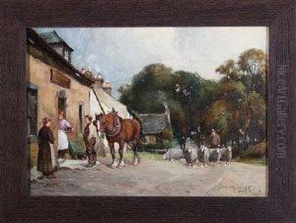 The Red Lion Inn, Mearns Oil Painting by Tomson Laing