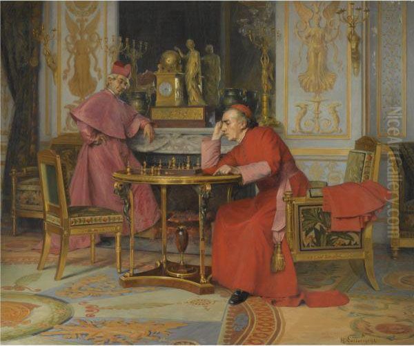 La Partie D'echecs Oil Painting by Henri Adolphe Laissement