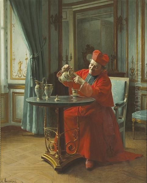 A Divine Cup Of Tea Oil Painting by Henri Adolphe Laissement