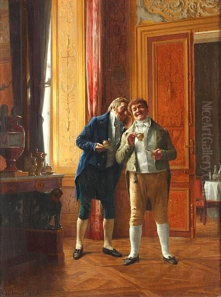 A Good Story Oil Painting by Henri Adolphe Laissement