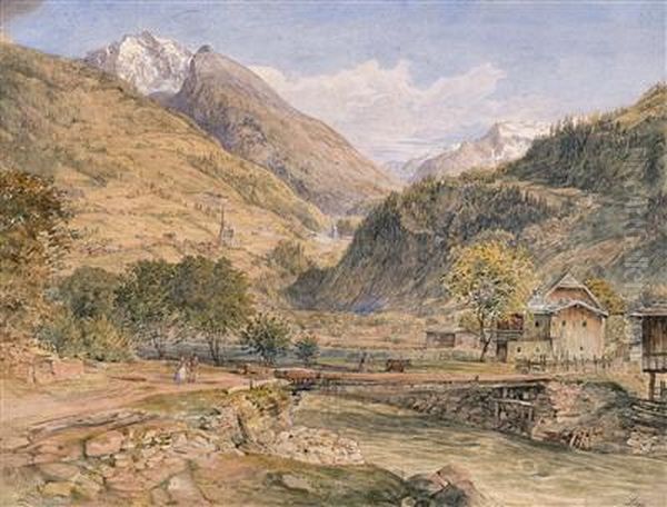 Motiv Bei Bad Gastein Oil Painting by Karoly Lajos Libay