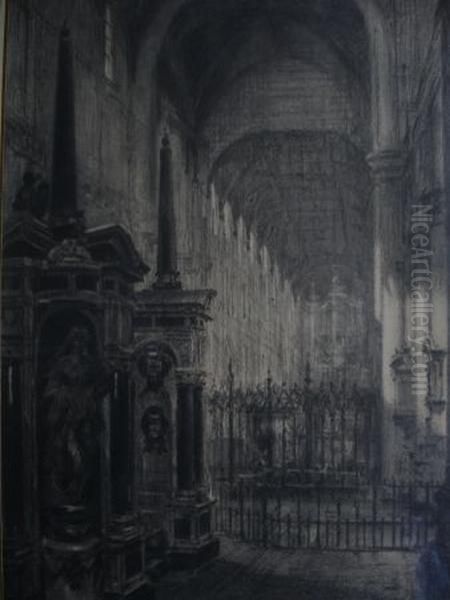 Interieur D'eglise Oil Painting by Maxime Lalanne